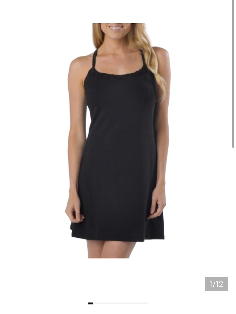 prAna Quinn Dress Recycled Polyester Black Halter Neck Racer Back Women's Small